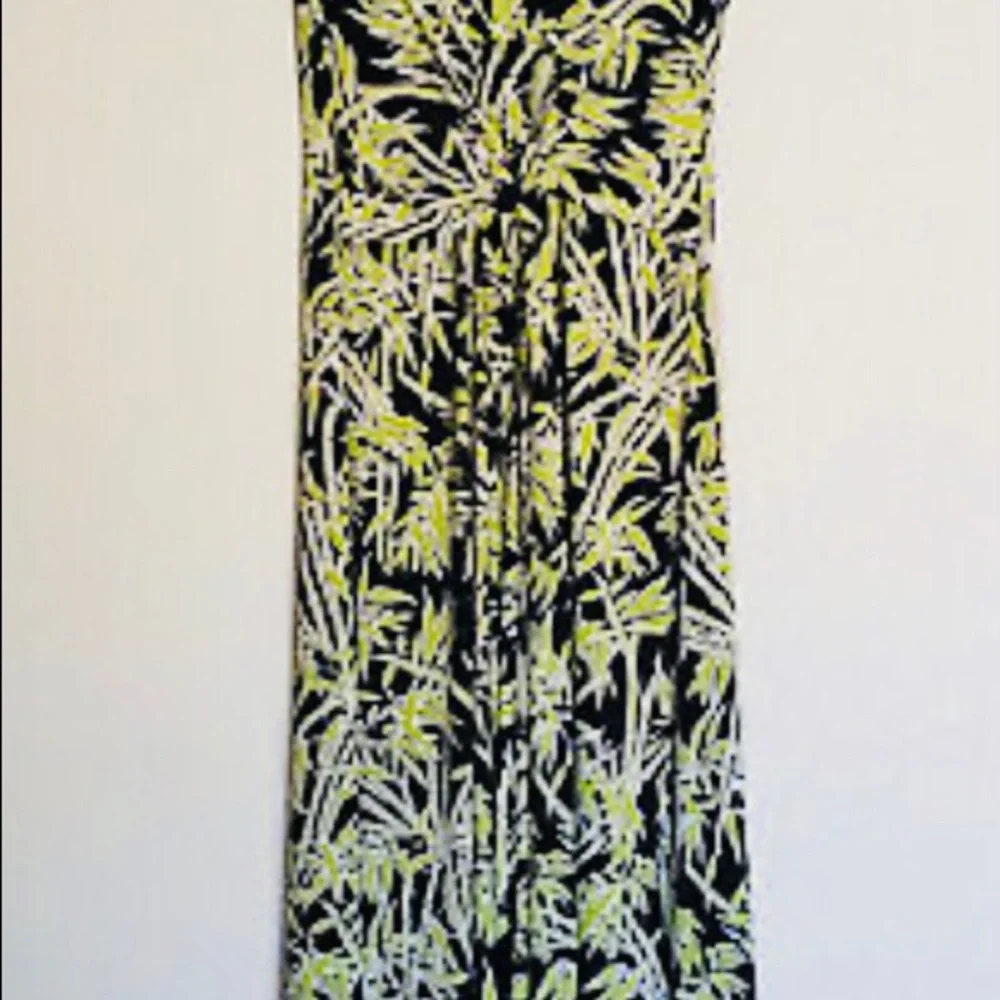 😍 MICHAEL Michael Kors Bamboo Print Pear Green High Low Faux Wrap Dress🎊 - Picture 2 of 11